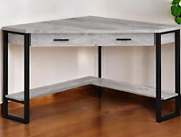 Corner Computer Desk 42" Sturdy Wood and Metal Frame for Home or Office Use