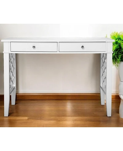 43" White Writing Desk With Two Drawers