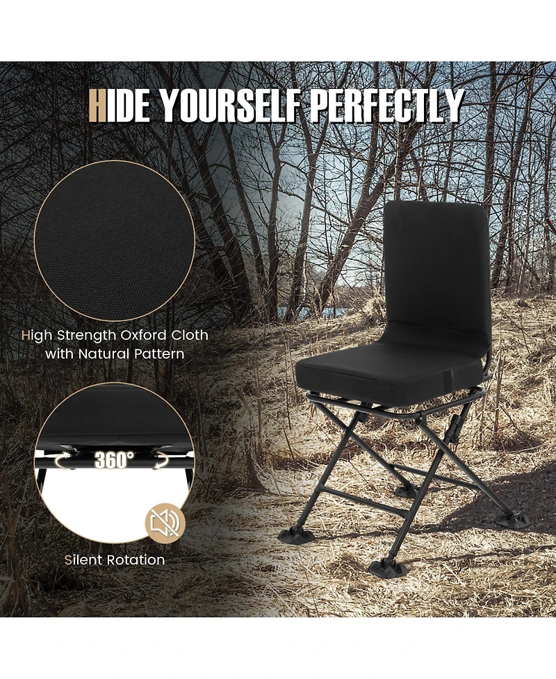 Swivel Folding Chair with Backrest and Padded Cushion