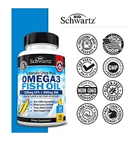 Omega 3 Fish Oil Supplement - 1200mg Epa and 900mg Dha Fatty Acid Per Serving from Wild Caught Fish - Supports Joint, Eyes, Brain & Skin Health