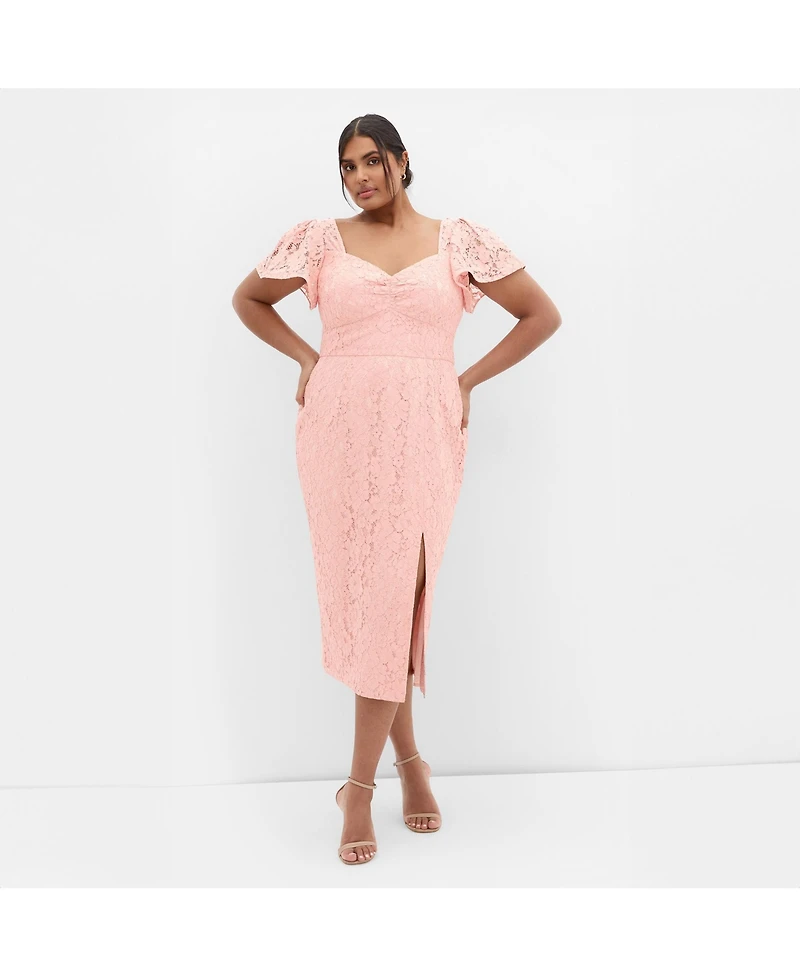 City Chic Plus Maisie Lace Midi Dress