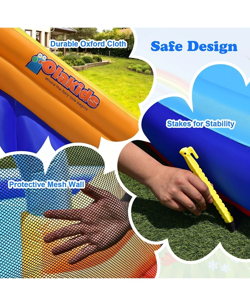 Inflatable Bouncy House with Slide and Splash Pool without Blower