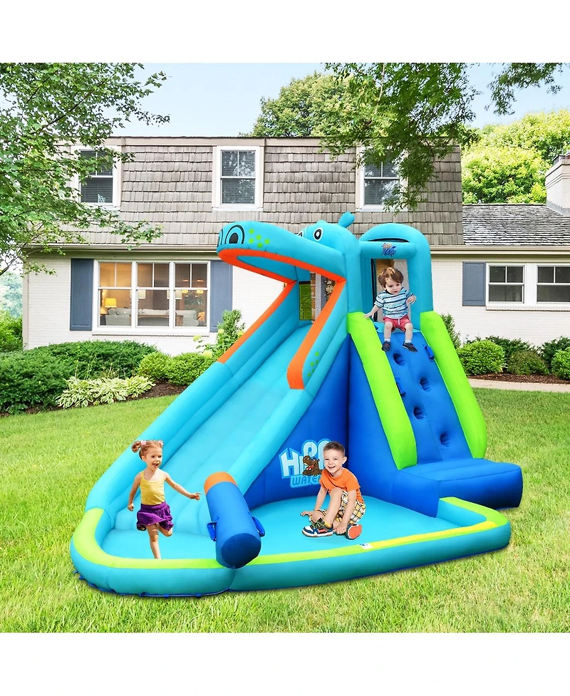 Hippo Inflatable Water Slide Bounce House with Air Blower