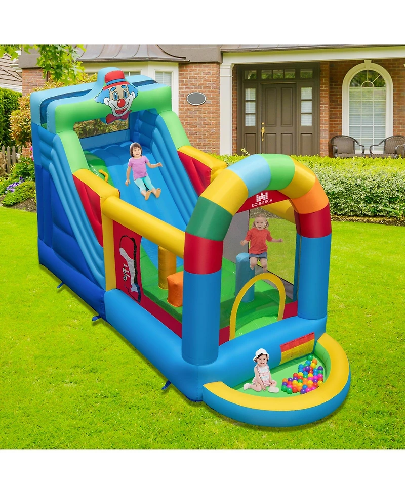 Inflatable Bounce House Obstacle Course with Ball Pit and Silde with 735W Blower