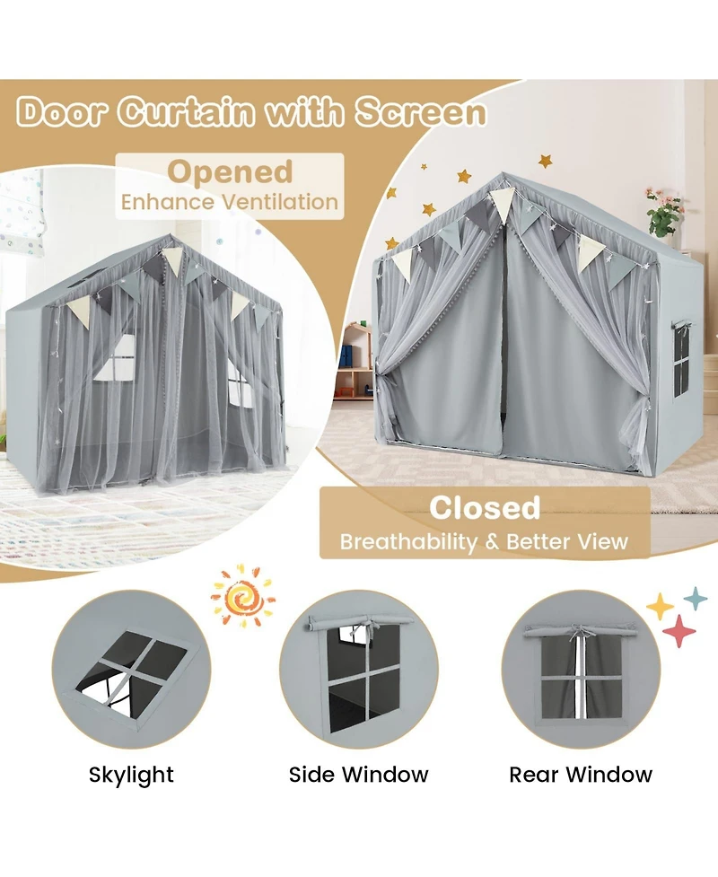 Large Toddler Playhouse Tent with Door Curtains Windows