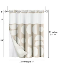 Americanflat 72x75 Hookless Shower Curtain - Abstract Khaki Cream Shower Curtain with Sheer Panel, Snap-In Liner, and Grommets - 100% Polyester