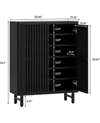 Tribesigns 6-Tier Shoe Cabinet with Shutter Doors, Modern Freestanding Organizer Adjustable Shelves, Large Wooden Storage Cabin