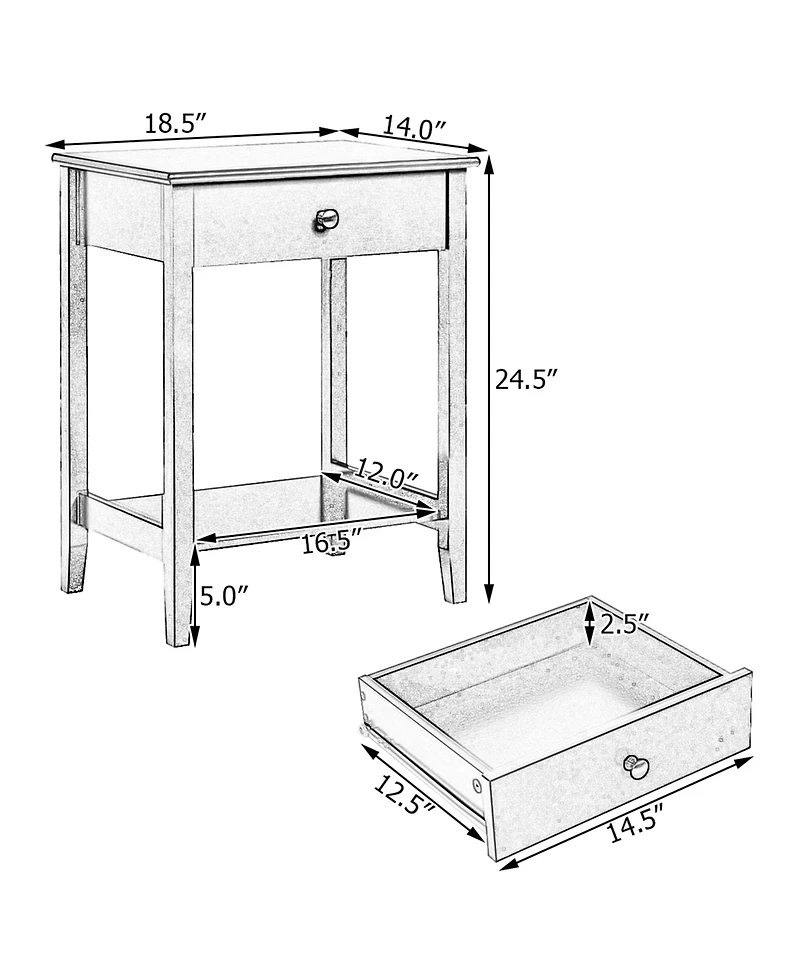 Gymax 2PCS Nightstand Sofa Side End Table Bedroom Living Room w/ Shelf Drawer