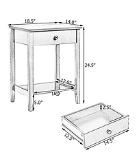 Gymax 2PCS Nightstand Sofa Side End Table Bedroom Living Room w/ Shelf Drawer