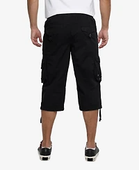 Xray Men's 18" Elastic Waist Capri Long Cargo Shorts