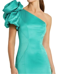 Mac Duggal Women's Off the Shoulder Bustier Satin Mermaid Gown