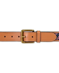 Tommy Hilfiger Men's Prep Striped Ribbon Inlay Casual Belt