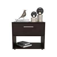 Noxen Nightstand, 1 Drawer, 1 Shelf, 4 Legs, Walnut