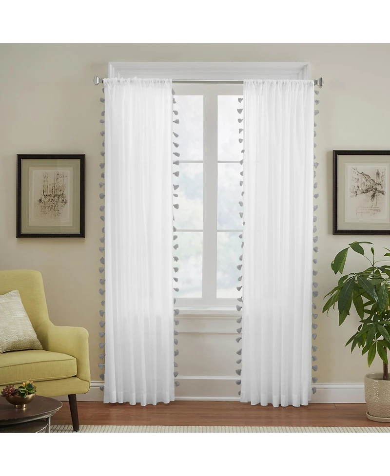 Elrene Home Fashions Bianca Semi-Sheer Window Curtain with Tassels