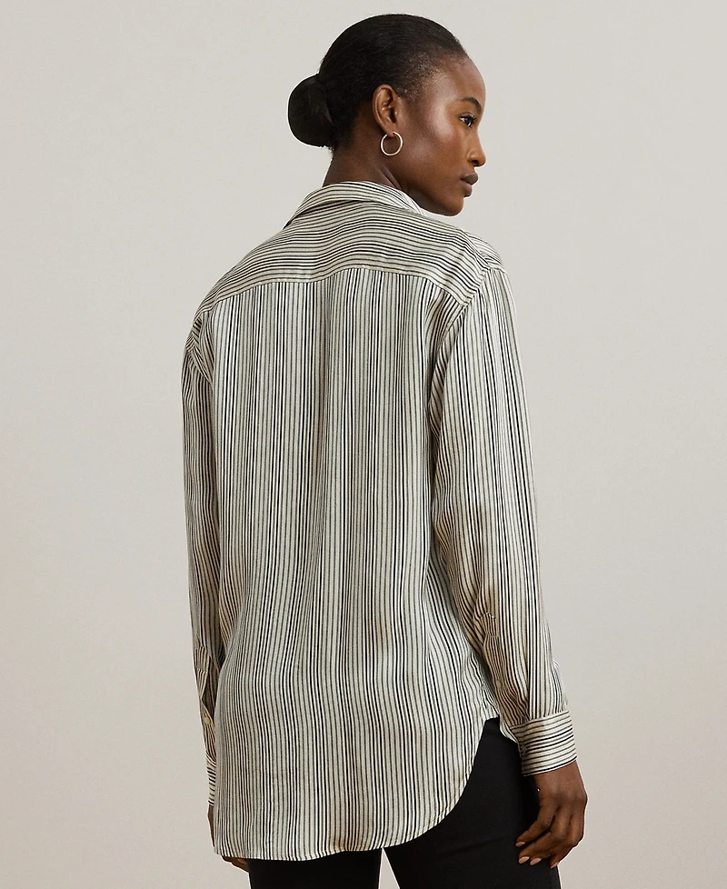 Lauren Ralph Petite Relaxed-Fit Striped Satin Shirt