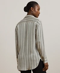 Lauren Ralph Petite Relaxed-Fit Striped Satin Shirt
