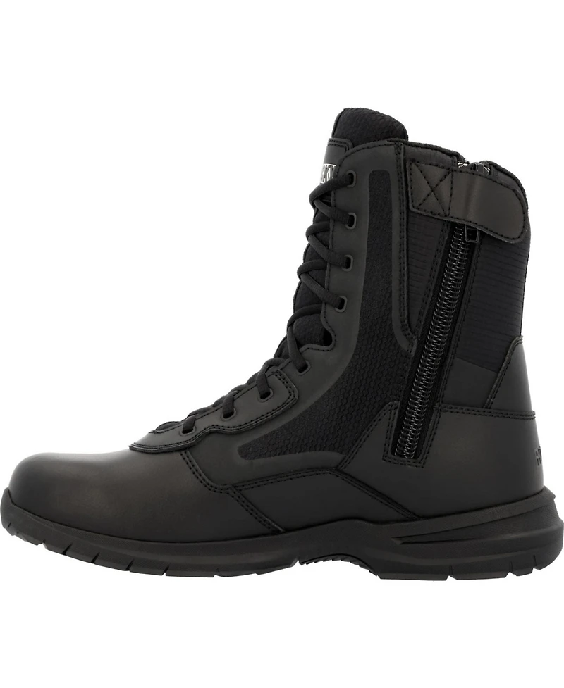 Rocky Men's Cadet 8" Black Side Zip Public Service Boot