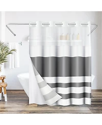 Americanflat 72x75 Hookless Shower Curtain - Abstract Shower Curtain with Sheer Panel, Snap-In Liner