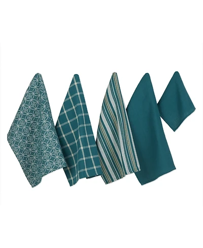 Design Imports Assorted Everyday Cotton Dishtowel and Dishcloth, Set of 5