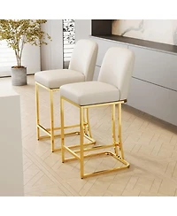 Set of 2 Upholstered Counter Height Bar Chairs with Metal Frame for Kitchen Island, Home Bar or Restaurant-The Pop Home