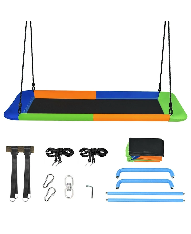 60 Inches Platform Tree Swing Outdoor with 2 Hanging Straps
