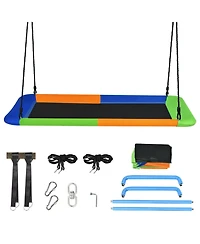 60 Inches Platform Tree Swing Outdoor with 2 Hanging Straps