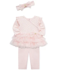 Little Me Baby Girls Dot Shine Tutu Top, Leggings & Headband, 3 Piece Set