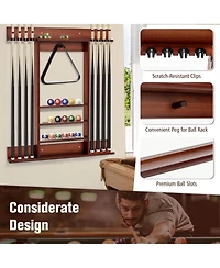 Wall-mounted Billiards Pool Cue Rack Only