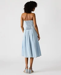 Steve Madden Women's Isla Strapless Denim Midi Dress