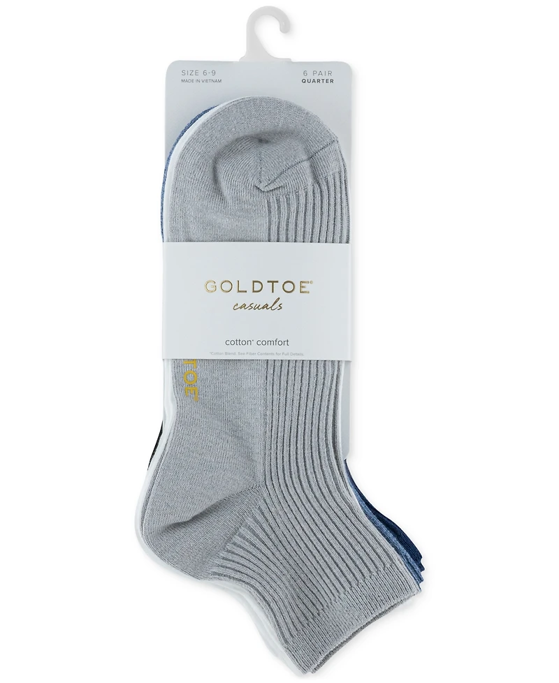 Gold Toe Women's 6-Pk. Simple Ribbed Quarter Socks GTDL0155R06