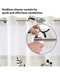 Americanflat 72x75 Hookless Shower Curtain - Floral and Shower Curtain with Sheer Panel, Snap-In Liner, and Grommets