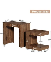 Tribesigns Nesting End Table Set, Walnut Side Table for Living Room, Night Stand Set for Bedroom, Small Spaces