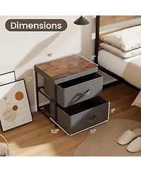 Gymax 2PCS 2 Drawer Dresser Fabric Storage Organizer Nightstand Bedside Sofa Table