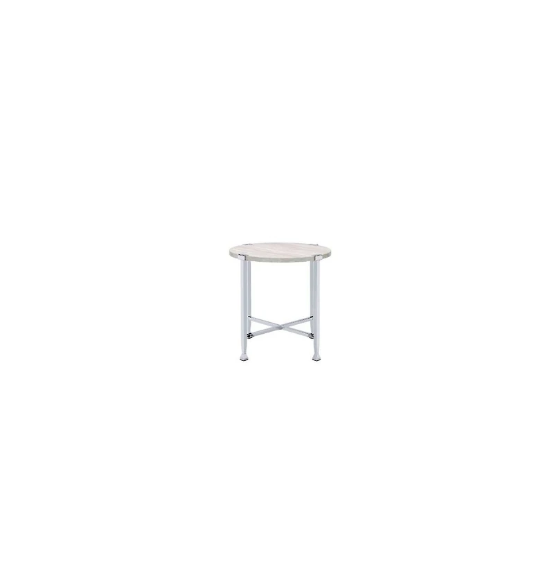 Contemporary Round End Table – Manufactured Wood and Metal Design