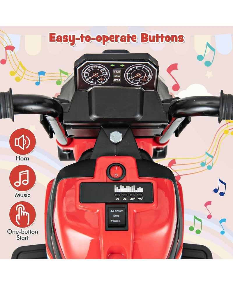 Kids Ride-on Motorcycle 6V Battery Powered Motorbike with Detachable Training Wheels