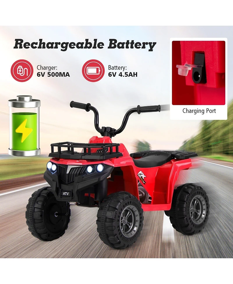 6V Kids Ride On Electric Atv with Led Headlights and MP3 Player