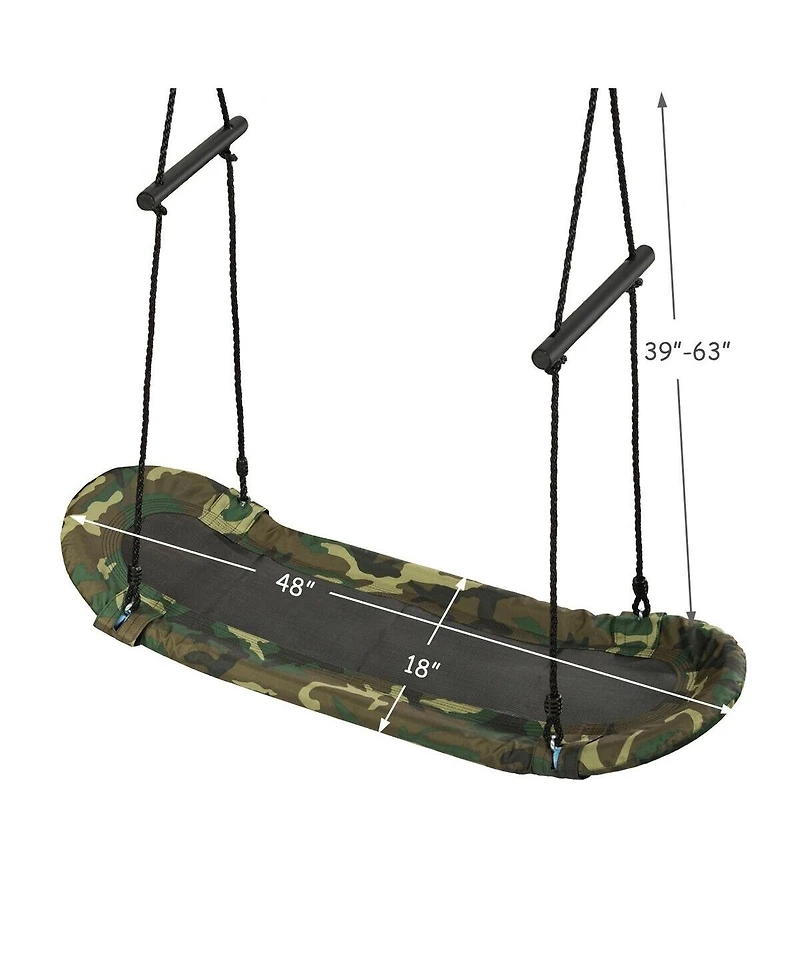 Saucer Tree Swing Surf Kids Outdoor Adjustable Oval Platform Set with Handle