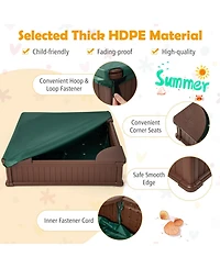 Kids Outdoor Sandbox with Oxford Cover and 4 Corner Seats