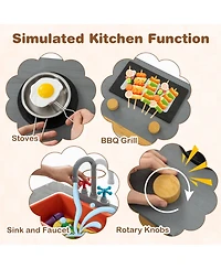 Wooden Sandbox Kids Sand Pit with Kitchen Playset Accessories for 3-8 Years Old