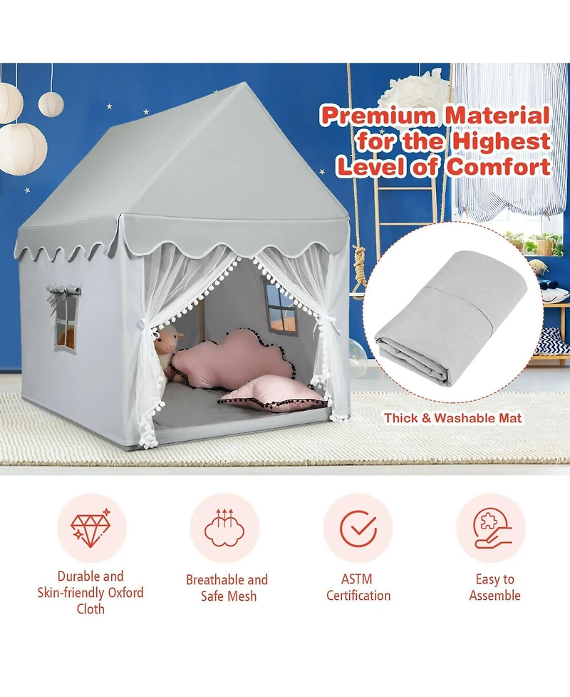 Kids Large Play Castle Fairy Tent with Mat
