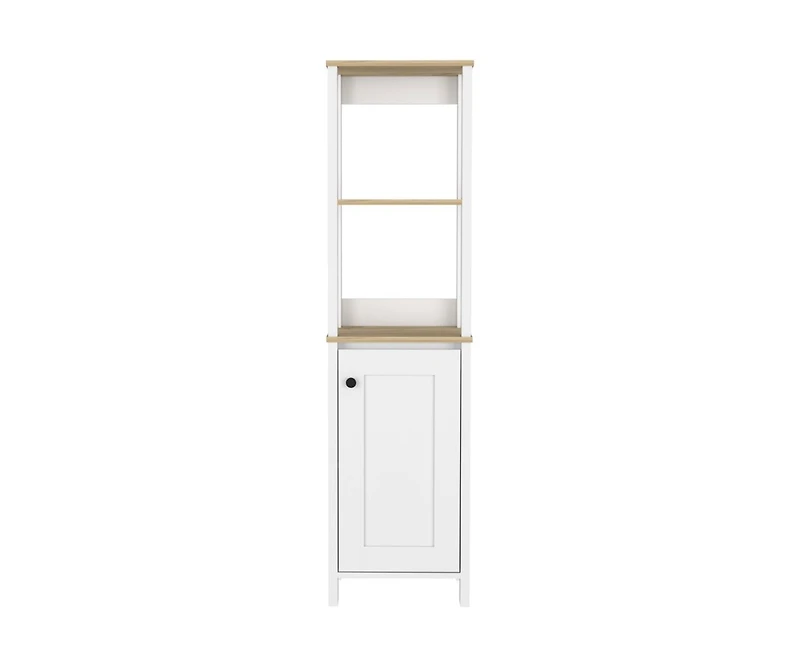 Depot E-shop New Haven Linen Single Door Cabinet, Two Interior Shelves, Two Open Shelves