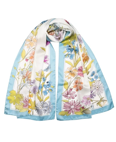Bouquet - Long Satin Silk Scarf for Women
