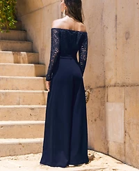 Cupshe Women's Elegant Lace Off-Shoulder Wide-Leg Jumpsuit