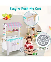 Kids Ice Cream Cart Playset with Display Rack and Accessories