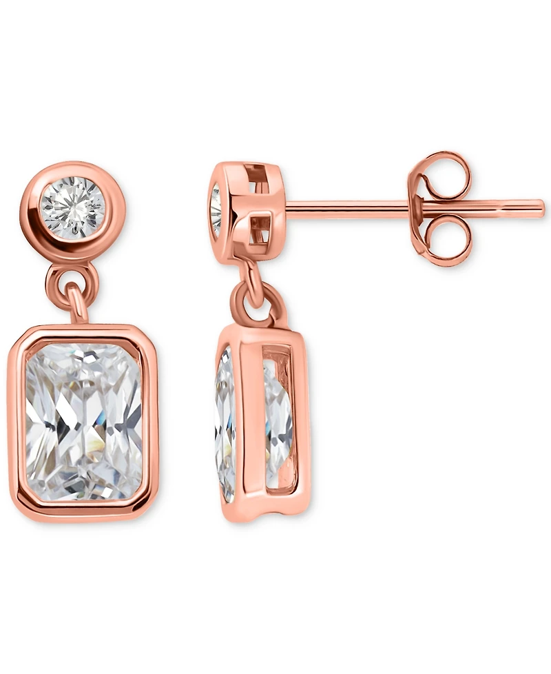 Giani Bernini Cubic Zirconia Round & Octagon Bezel Drop Earrings, Exclusively at Macy's