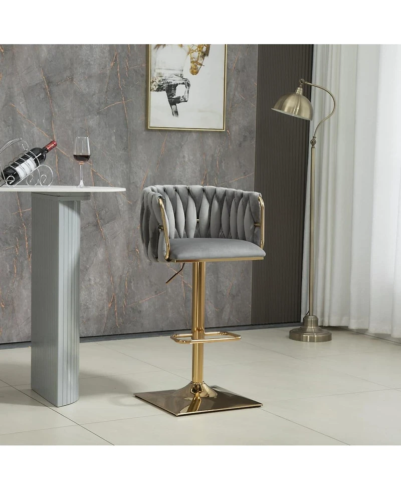 Set of 2 Swivel Adjustable Bar Stools with Backrest, Footrest, Modern Counter Height Chairs for Kitchen or Bar-The Pop Home