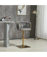 Set of 2 Swivel Adjustable Bar Stools with Backrest, Footrest, Modern Counter Height Chairs for Kitchen or Bar-The Pop Home