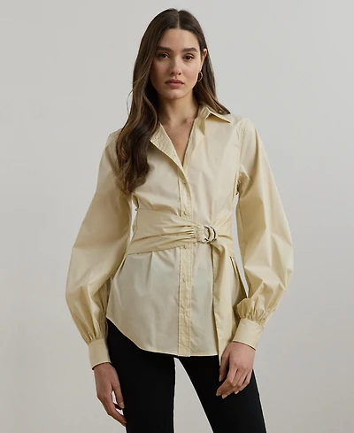 Lauren Ralph Women's Tie-Front Cotton-Blend Shirt