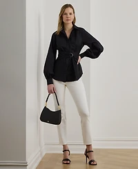 Lauren Ralph Women's Tie-Front Cotton-Blend Shirt