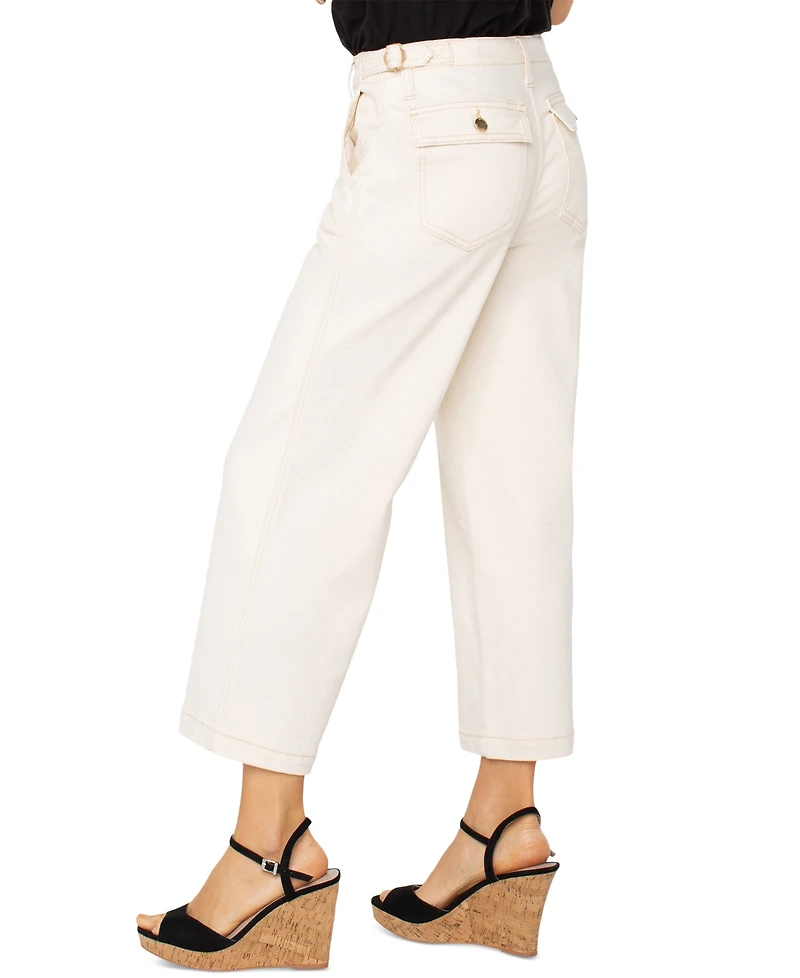 Liverpool Los Angeles Women's Utility Stride Crop Wide Leg Ecru Denim Jeans